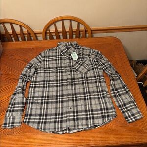 Gray Plaid Flannel Jackson Hole Large Brand New NWT 100% Cotton